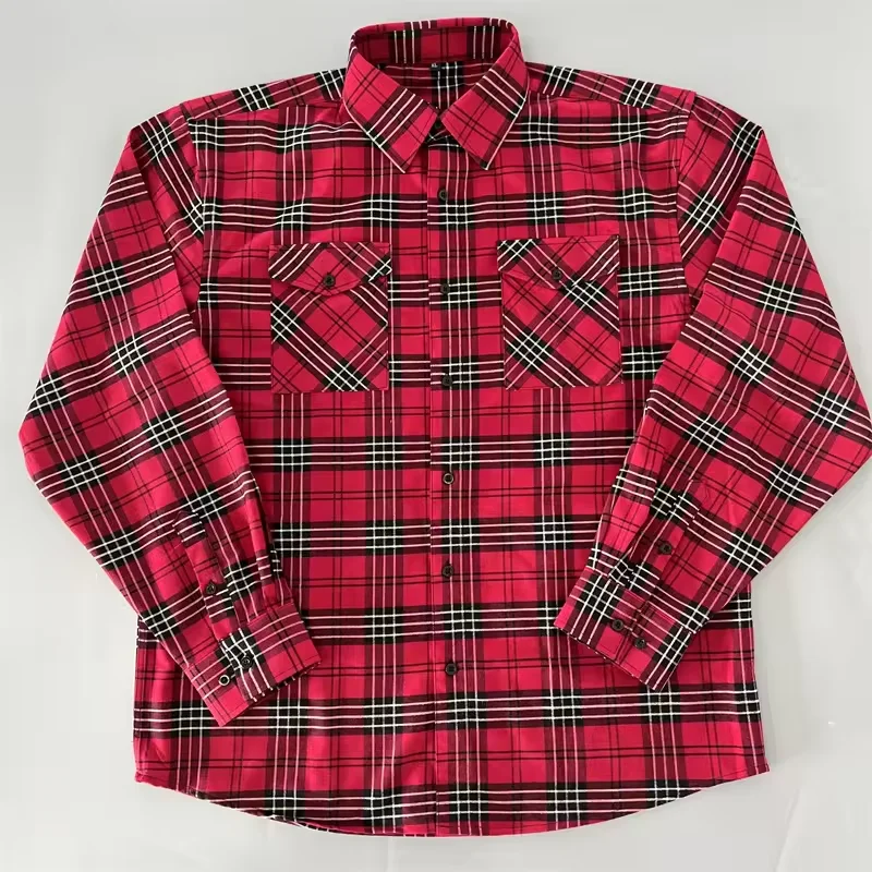 Professional Flannels Manufacturer Custom Color Label Button Tag USA Size Polyester Flannel Shirts