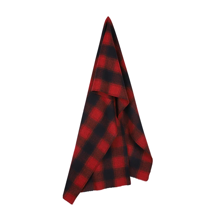 Factory Hot Sale Red And Blue Check Woolen Fabric Yarn Dyed Woven Fabric Soft Wool Twill Fabric Textile