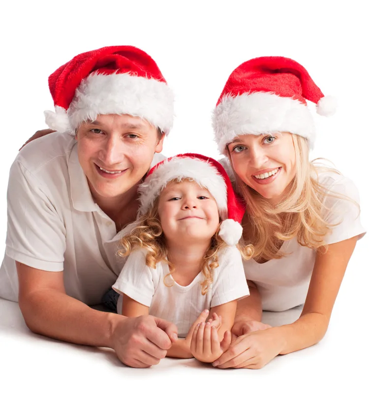 Factory wholesale Christmas Christmas hats plush children hats ordinary non-woven fabric adult party hats Christmas decorations