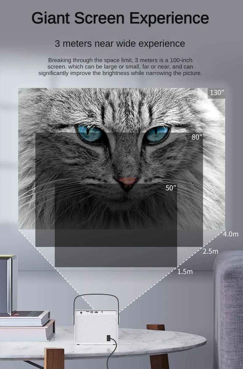 YUNDO Newest 3D 4K Wireless Projector 1080P DLP Smart Mobile Android Mini LED Wifi Projector Mirror Business Light Speaker Focus