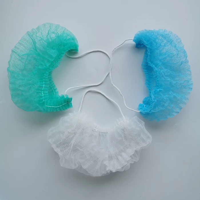 ISO13485 Food safe disposable machine made beard mask PP non woven beard covers with head elastic