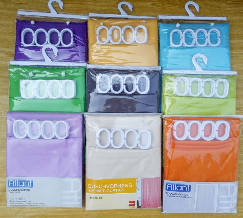 100% Polyester Fabric Bathroom Shower Curtain Wholesale, 180 X 200 CM White Heavy Duty Bath Waterproof Shower Curtain Liner