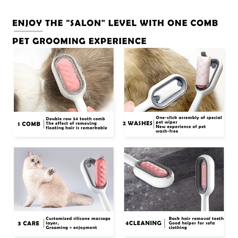 DIVTOP Self Cleaning Grooming Product Pet Comb Tool Long Short Haired Cat Dog Hair Grooming Pet Brush