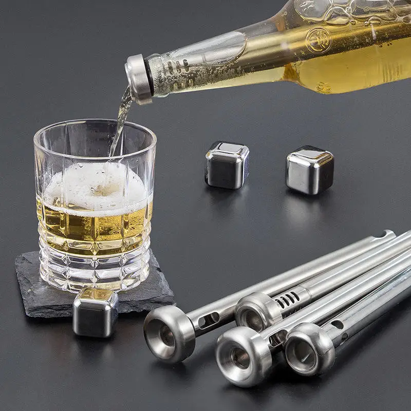 Reusable Aerator Pourer Chill Stick Stainless Steel Beer Bottle Chiller Cooling Sticks