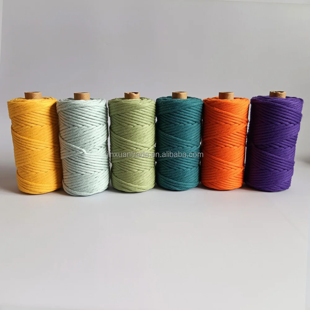 Huge Size Multi  Colored Single Strand   Yarn Macrame Thread Cotton 6mm Macrame Cord