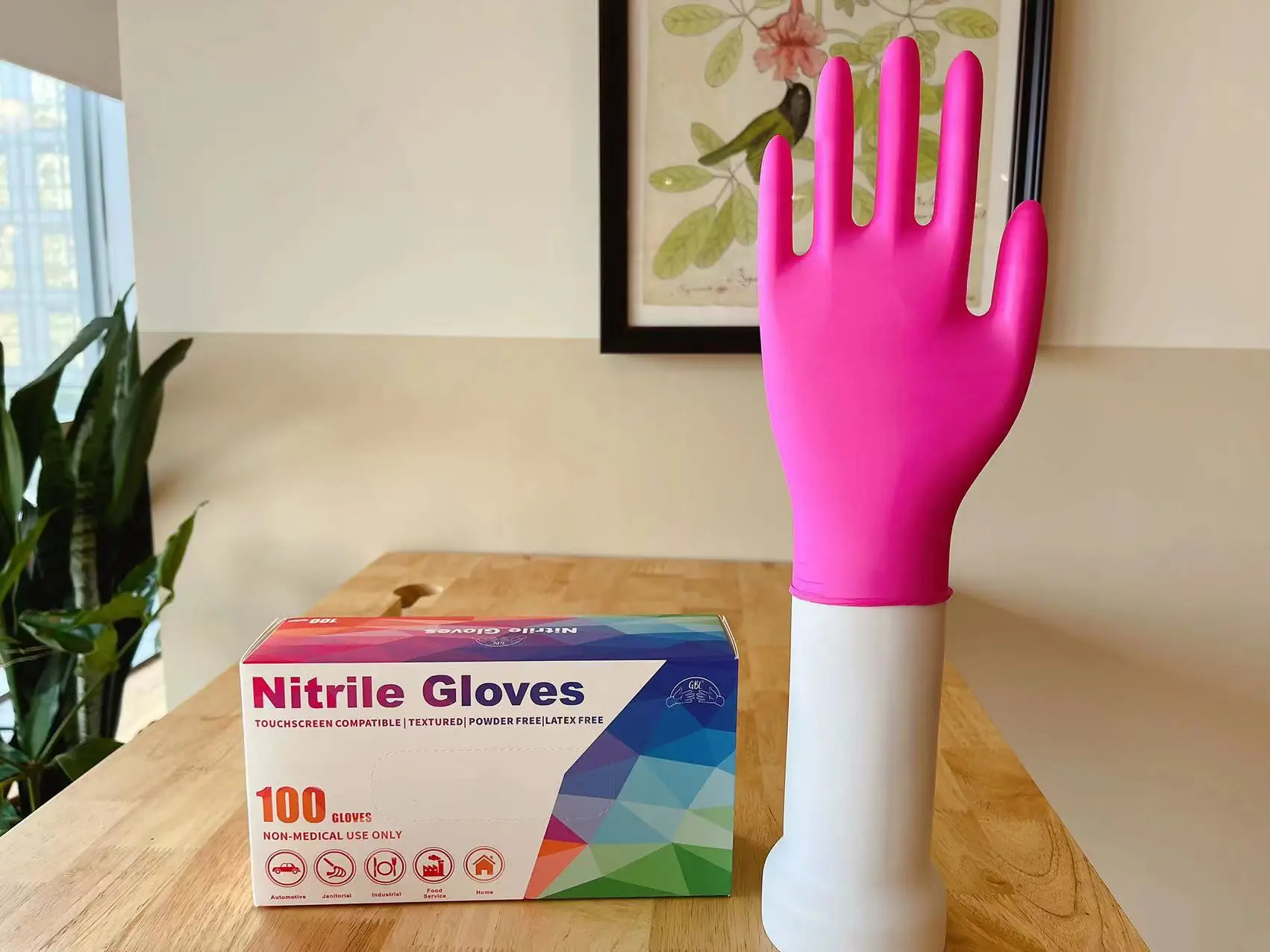 Cheap 4 mil Pink Glove EN374 100 Pcs/Box Powder Free Nitrile Gloves for tattoo