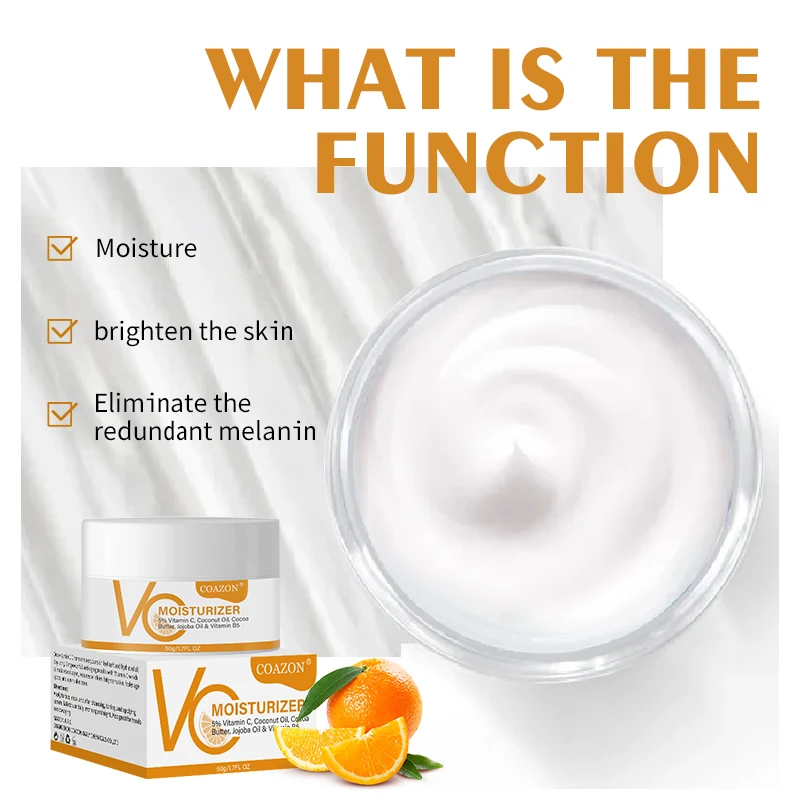 OEM Vitamin C Brightening Whitening Face Cream for Reduces Discoloration face Moisturizer Lotion with Hyaluronic Acid 1.7 oz