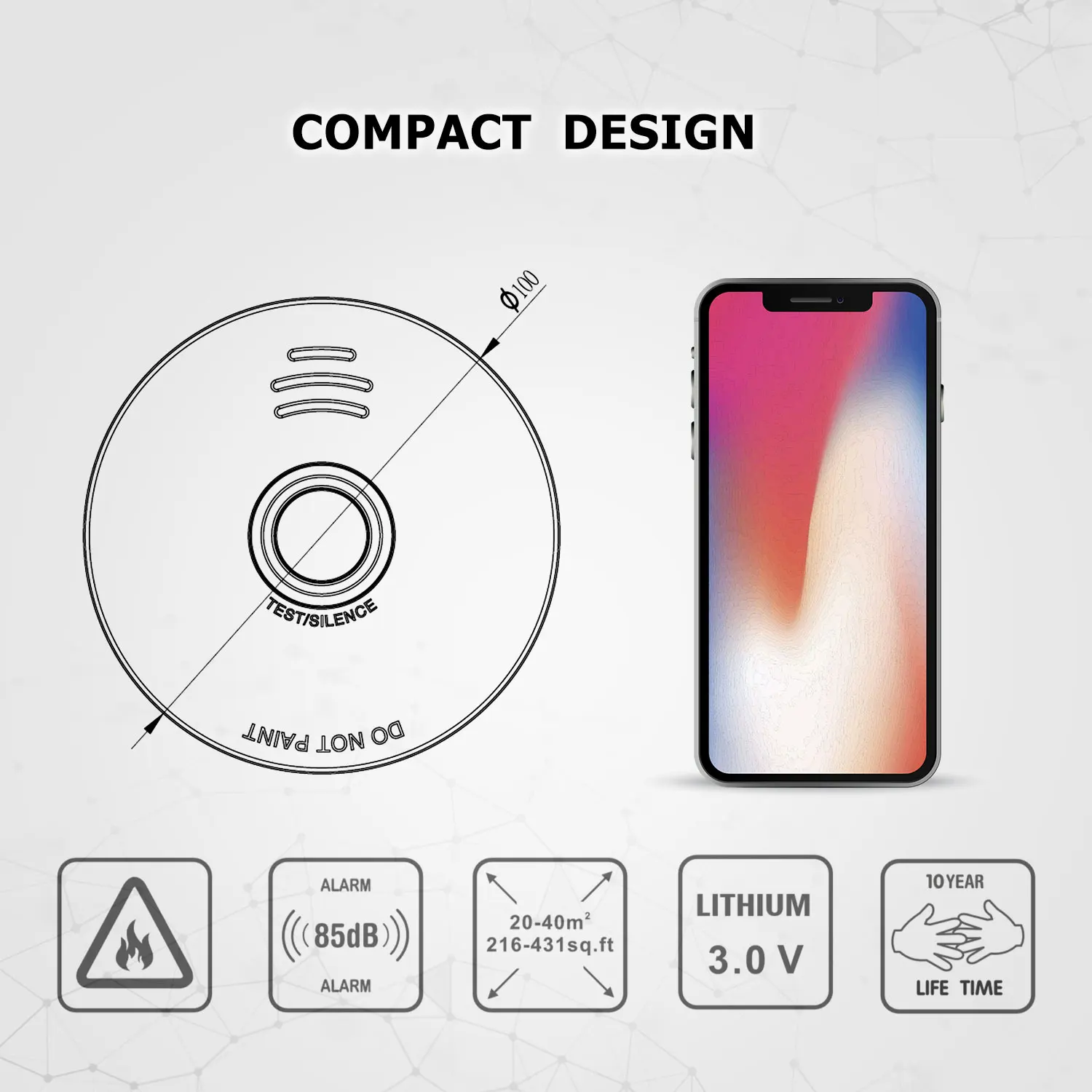 NF Manufacture UL NF VDS LPCB BOSEC ACTIVFIRE approved 10 Years Lithium Battery radio frequency fire alarm GS508