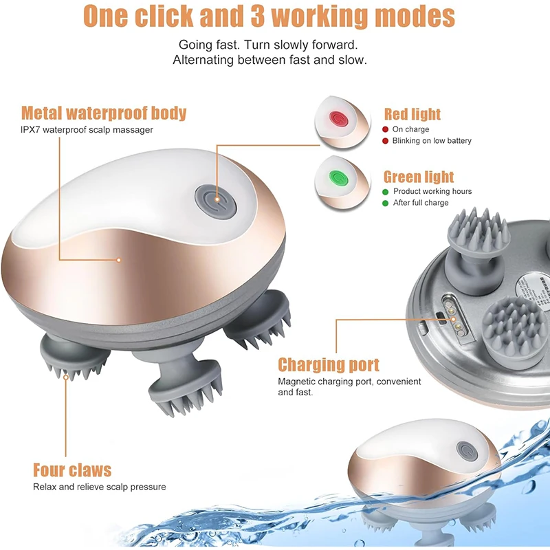 Removable Recharging Silicone Vibrating Waterproof Hair Head Massage Deep Cleaning Scalp Massager