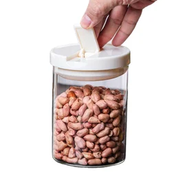 Manufacture  500ML/800ML/1200ML column high borosilicate food storage jar with plastic lid