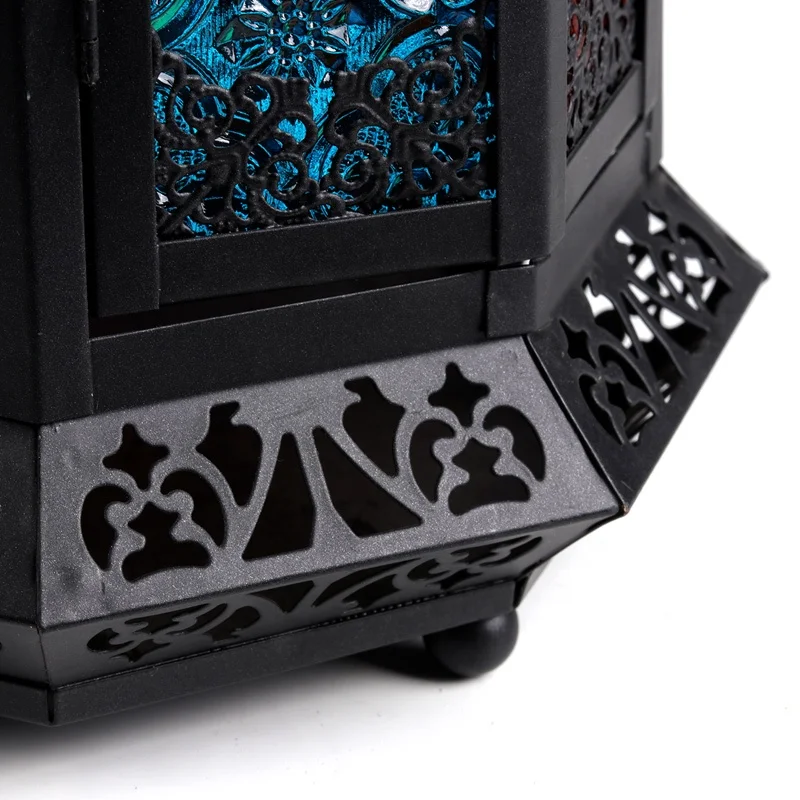 Moroccan Candle Lantern For Home Decor Colored Glass Antique Metal candle lanterns Indoor And Outdoor Garden use Lanterns.