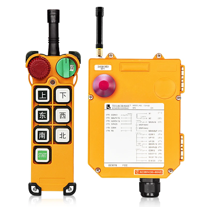 Telecrane  6 single speed push buttons hoist crane lifting industrial wireless radio remote control F24-6S