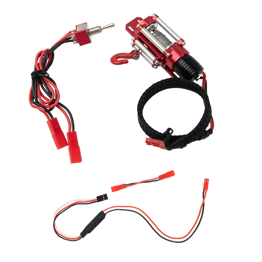 RC Car Wired Automatic Simulated Winch with Connecting Line Manual Controller for 1:10 RC Crawler Car Axial SCX10 Upgrade Parts