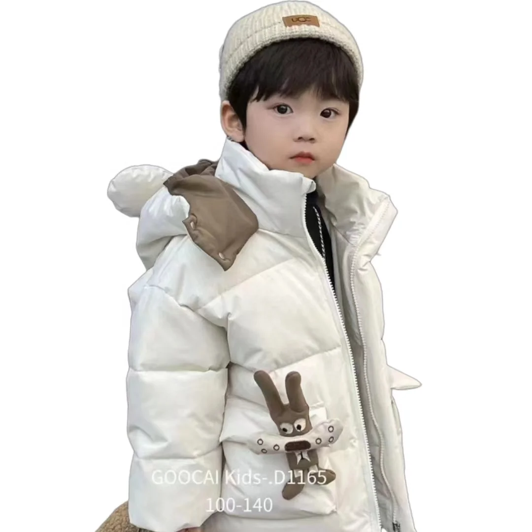 2024 Newest Winter Autumn Kids Warm Jackets Thickening with Cute Cartoon Pattern Solid Zipper Closure Casual Baby Coat