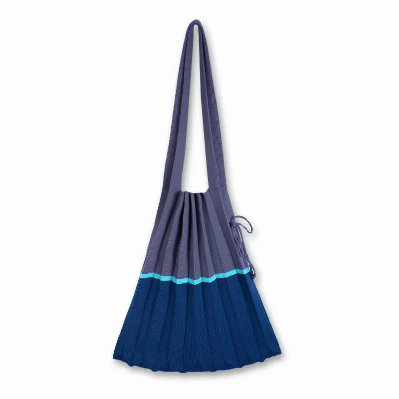 
Pleated lady organ bag three color stitching novel design handbag 