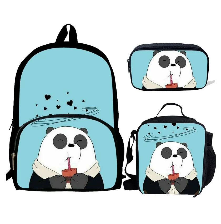 FREE SAMPLE Animal panda cool Print School Bags For Teenagers Boys Girls Children 3PCS Set Backpack boys Child Schoolbag