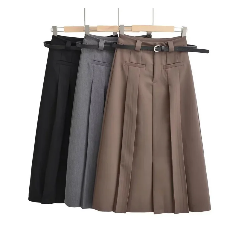 Runwaylover 1202 Long Style 2022 Ladies Fashion Pleated Skirt