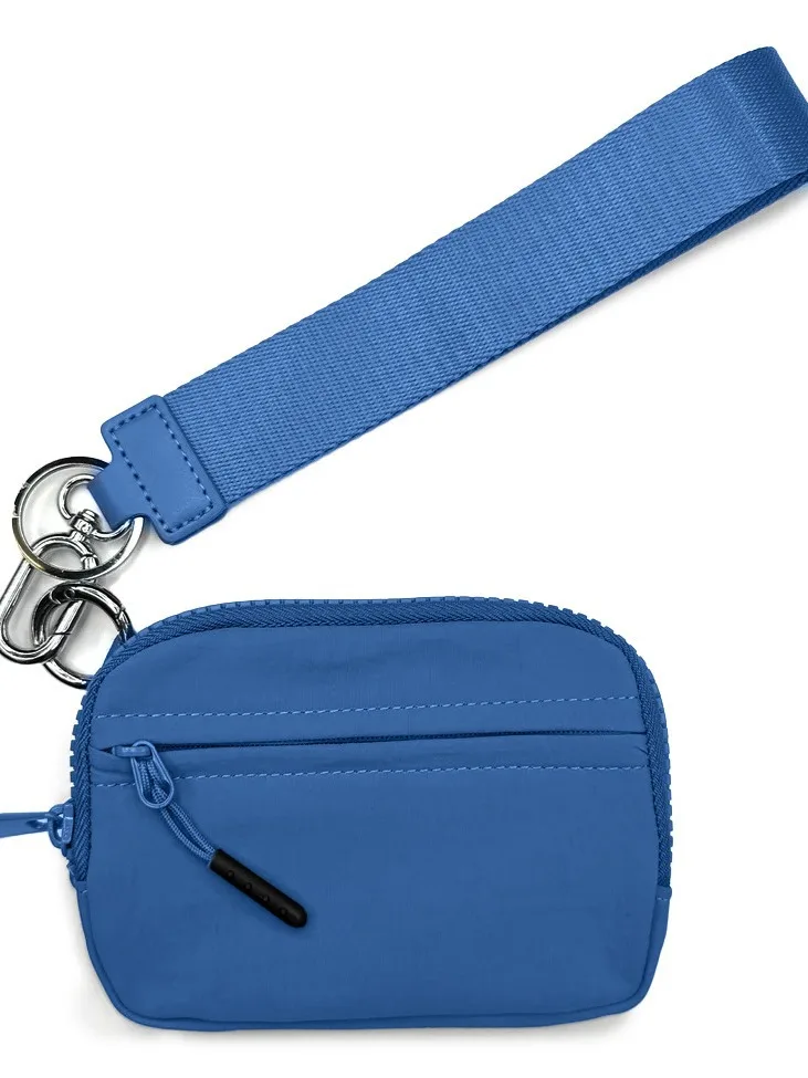 2024 Portable Nylon Coin Purse Bag Mini Pouch Wristlet Key Chain Bracelet Card Holder Wallet With Strap strap