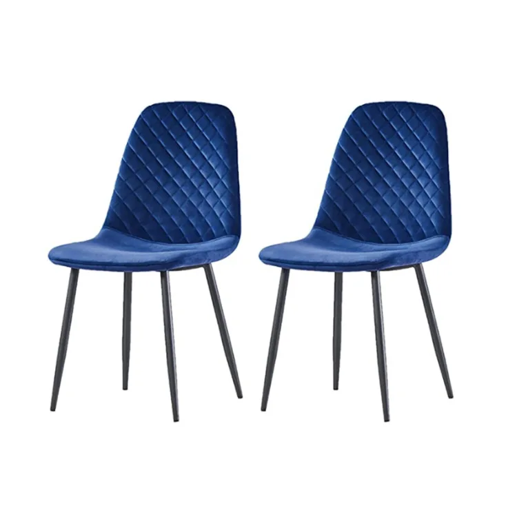 Modern Luxury Home Furniture Nordic Upholstered Fabric Blue Velvet Dinning Dining Room Chairs with Painting Metal Legs