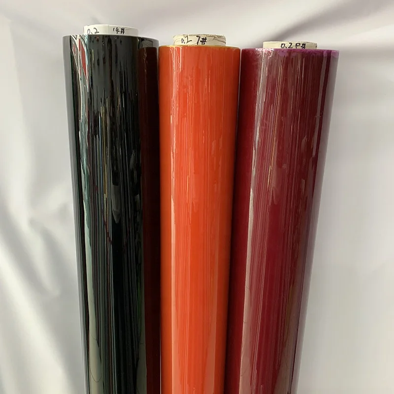 0.2mm colored transparent PVC film handbags custom PVC film handbag fabric wholesale