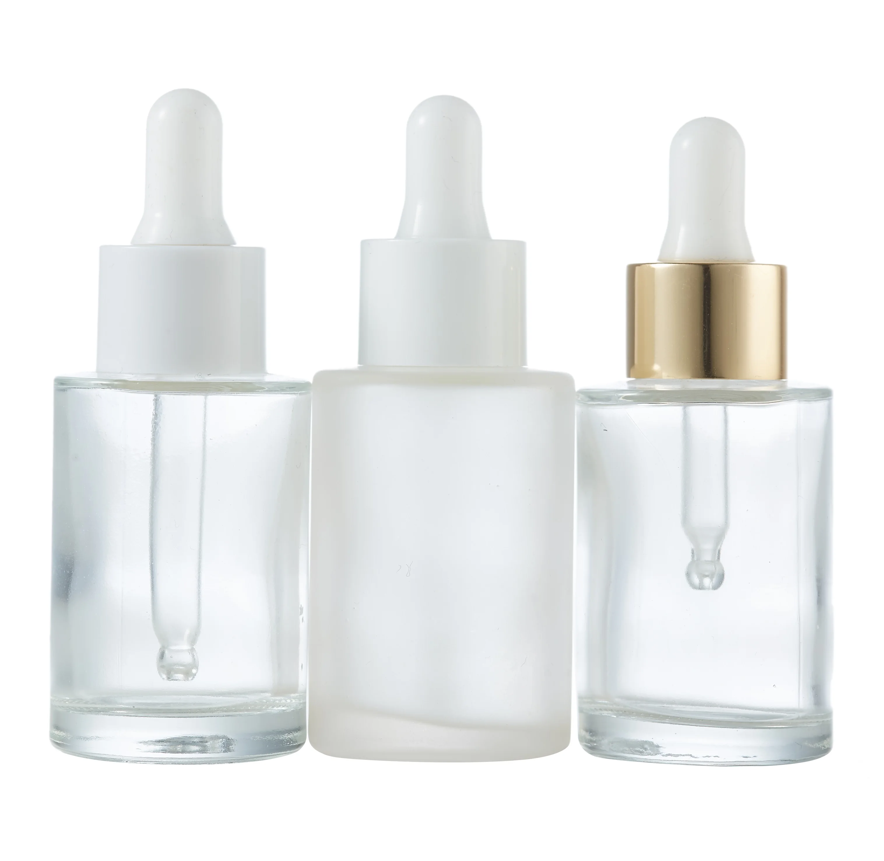 Frosted round shape 20ml flat shoulder dropper  glass bottle