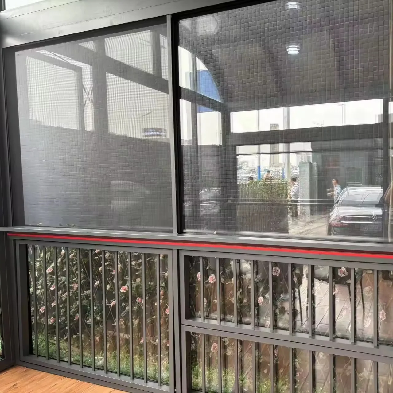 House large glass window double triple glazed mosquito net hurricane impact heat sound insulation villa aluminum sliding windows