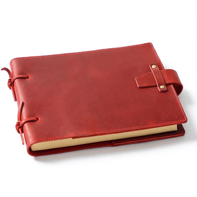 retro handmade cowhide leather bound rope notebook vintage custom logo painting genuine leather sketchbook manufacturer