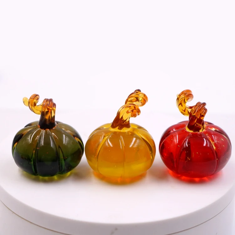 Big Size Mixed Murano Lampwork Glass Halloween Pumpkin Figurine