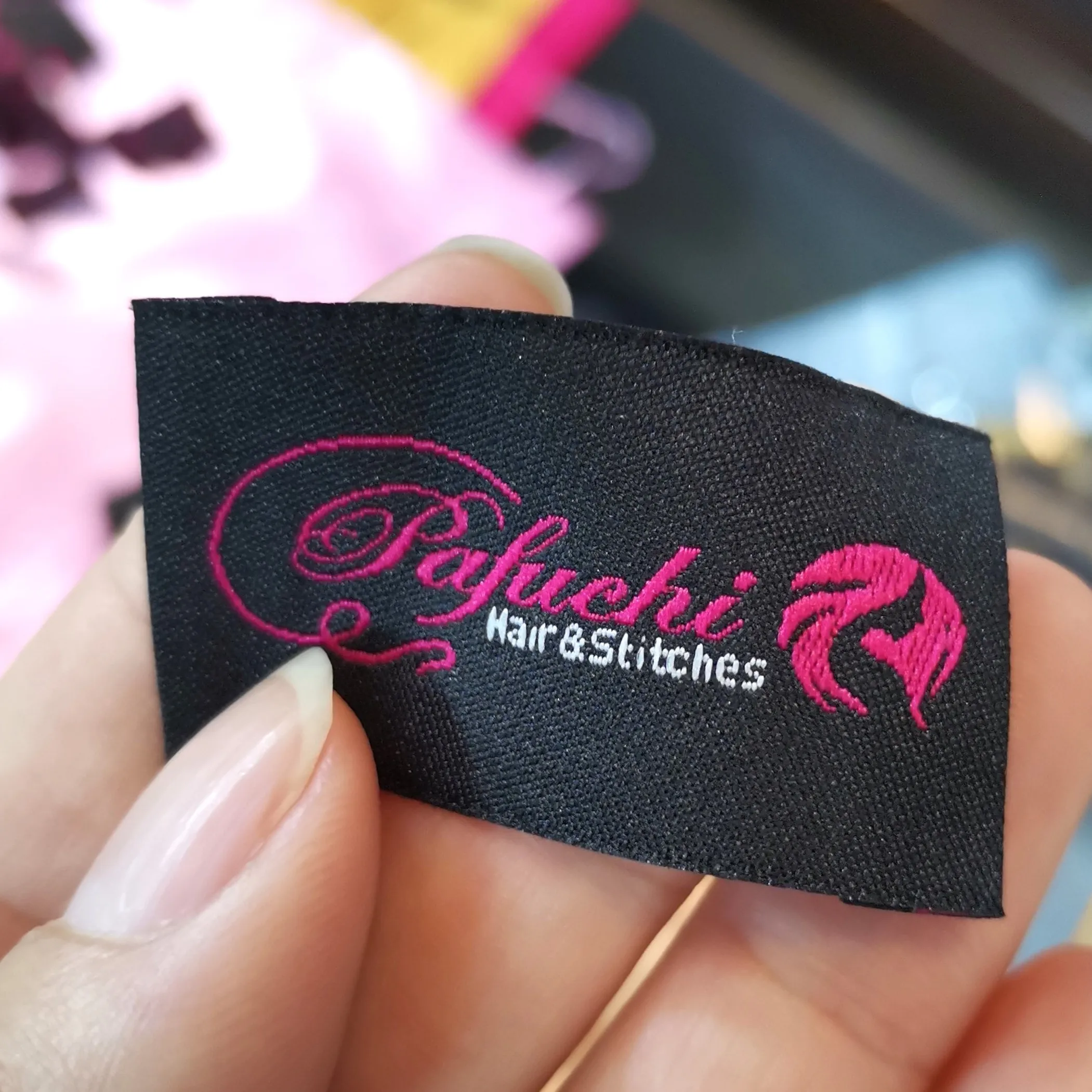 Custom Logo Wig Hang Tag Label Business Card Wig Woven Tags Thank You Card Bundles Wraps