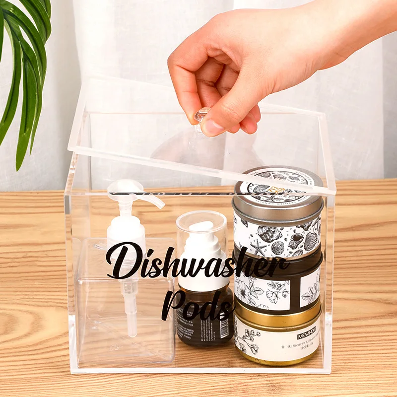 custom transparent plexiglass acrylic flip lid storage jewelry display gift box