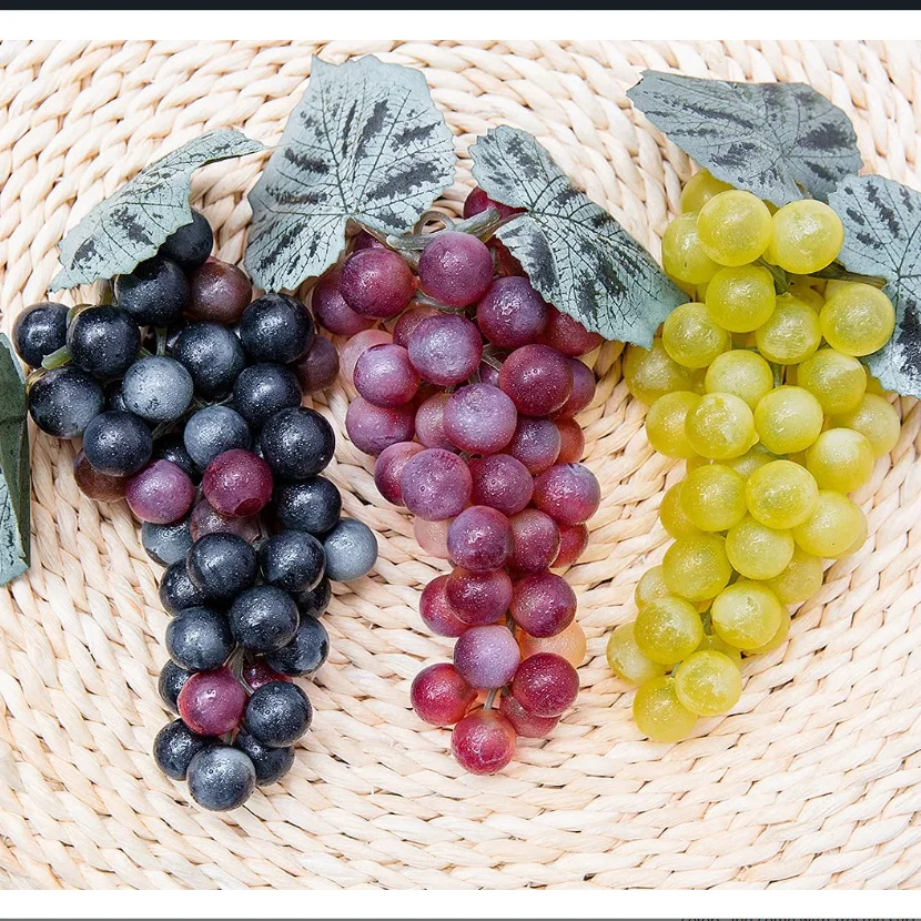 long Bunch Lifelike Artificial Plastic 48Grapes Fake Fruit Food Home Decoration