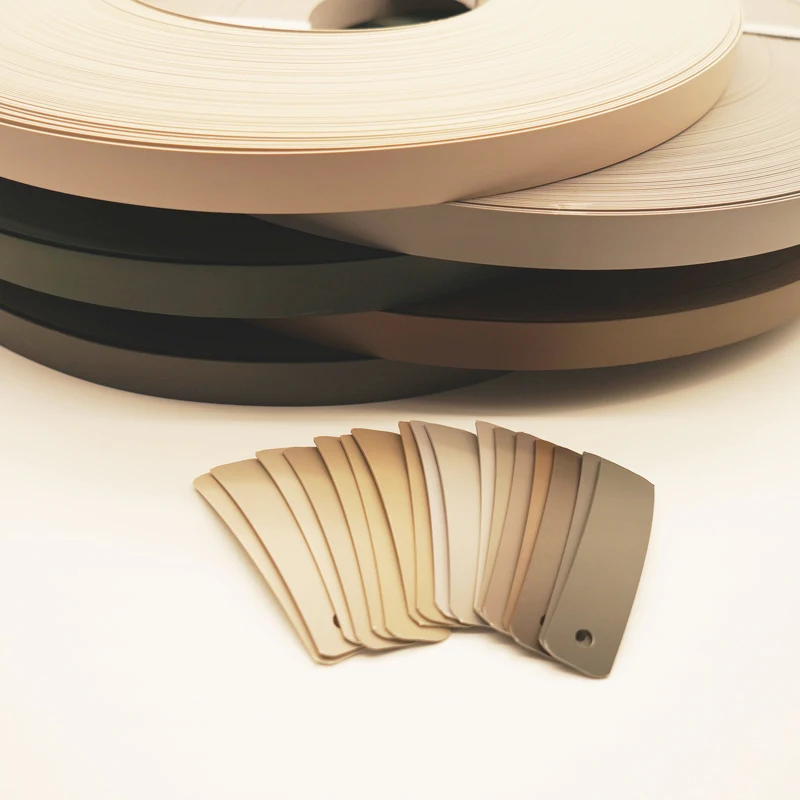 0.8-3mm PVC Pre-Glued Edge Banding PVC Laminate Edge Band Matt Tape Roll For Furniture Plywood