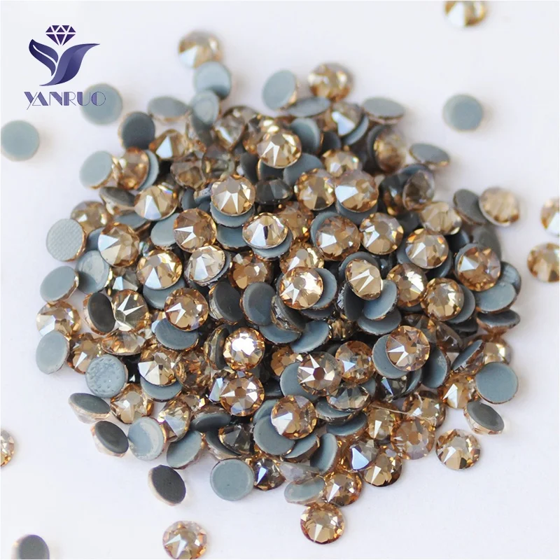 YANRUO Golden Shadow 2088 Rhinestones 16 Cuts Factes Glass Crystal  Hotfix Rhinestone