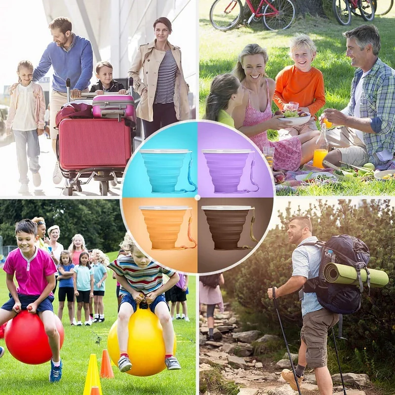 Outdoor Silicone Collapsible Coffee Cup Retractable Foldable Coffee Cup folding Silicone water Cup For Travel Camping