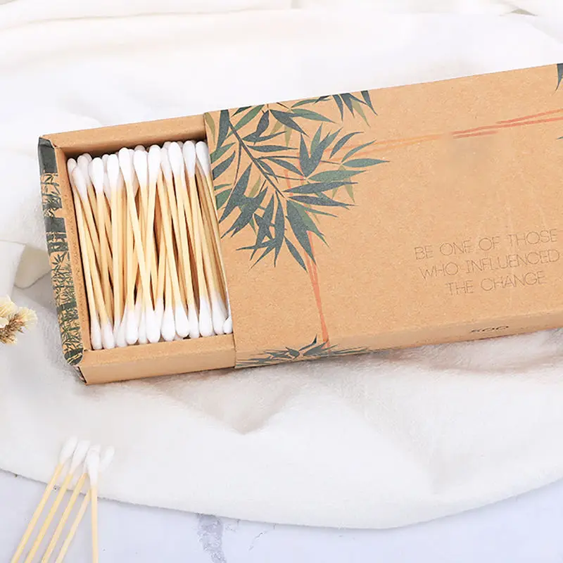 Free sample 500pcs cotton swabs wooden cotton buds q tips