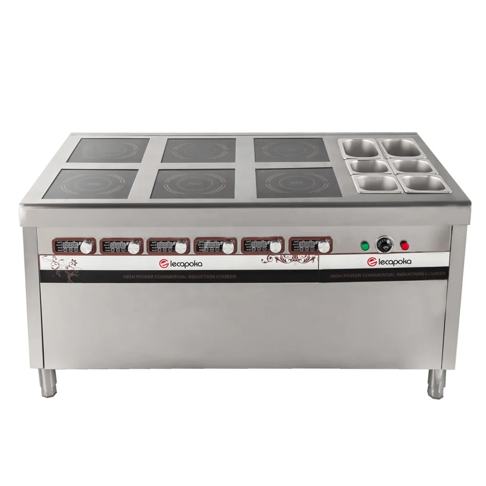 Низкая стоимость 220 V 3500 W нержавеющей 6 горелок Стабильная производительность индукционные плиты с изоляционным контейнером