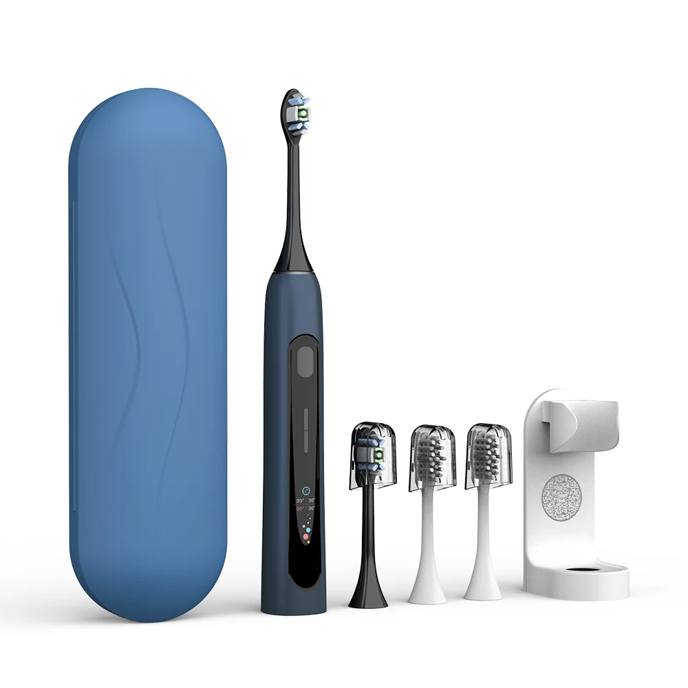 
LCD Screen Display Waterproof Sonic Vibration Electric Toothbrush With Replaceable 4 Brush Heads 