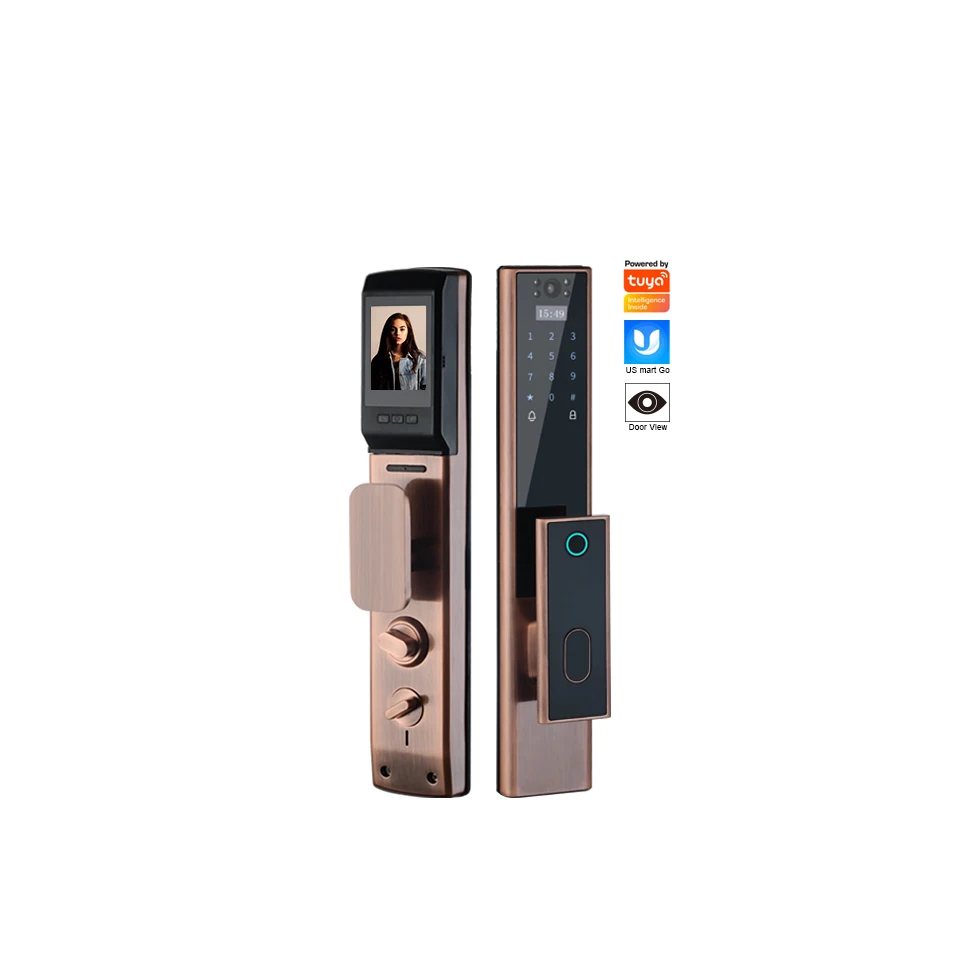 Electronic Tuya App Wifi Remote Control Security Automatic Lock Biometric Fingerprint Smart Door Lock with Camera