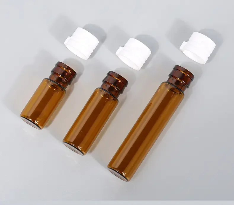 Empty  Portable 1ml 2ml 3ml 5ml Cosmetic Natural Anti-acne Essence Serum Glass Ampoule Bottle With Tear-off Easy Pulling Cap