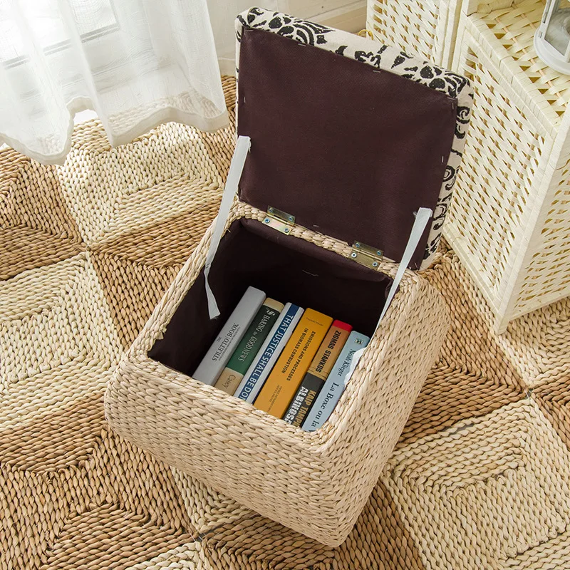 
Hot sale new design storage Ottoman Bench rattan pouf stool 