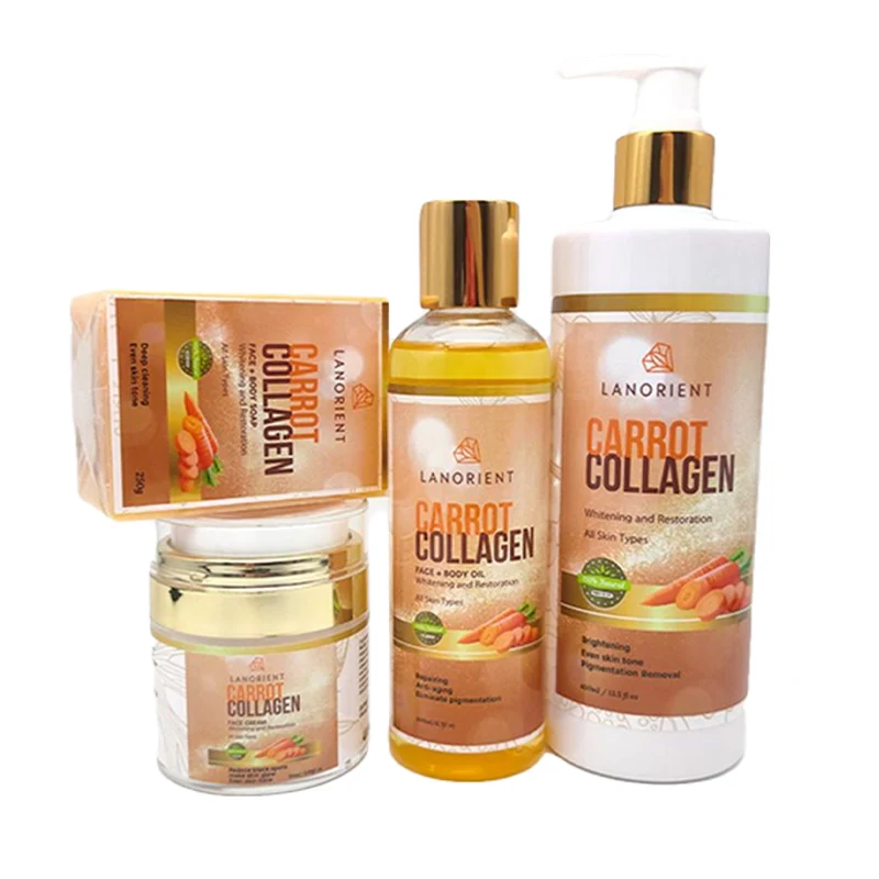 Private Label Best Whitening Product Vegan Herb Carrot Collagen Whitening  Restoration Skin Care Set