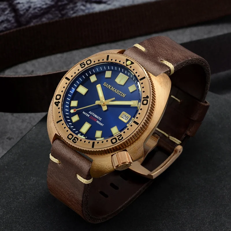 Rts stock free ship san martin abalone tuna NH35 20atm c3 Luminous cusn8 bronze diver diving Automatic watch man for sale