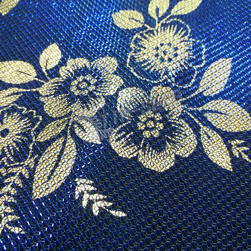 Royal Blue Foiled Metallic Bonding Fabric for Robes Tunic