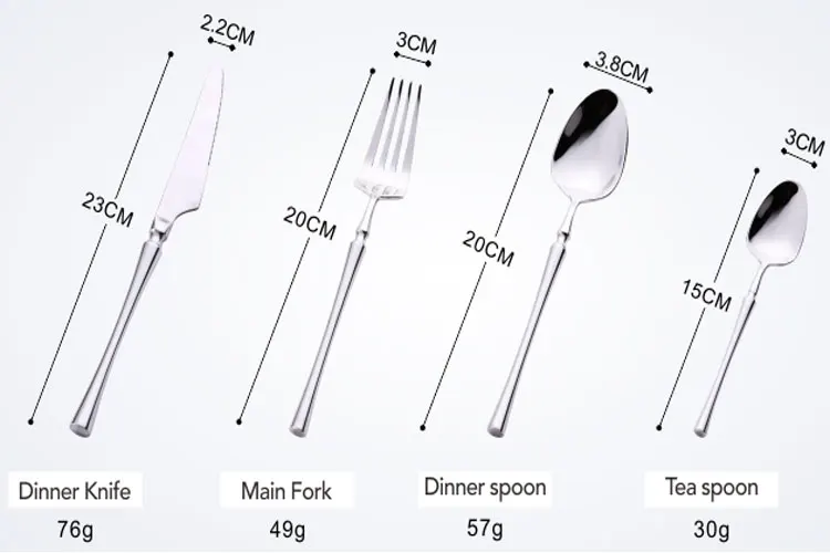 Stainless Steel  Mirror Polishing Silver Travel Elegant Modern Utensils Flatware Cutlery Set