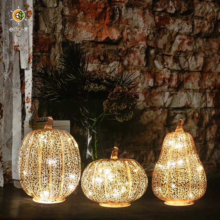 Crystal Pumpkin Halloween Decoration Battery Powered Glass pumpkin holiday light
