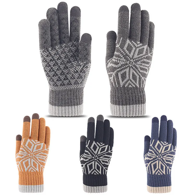 
high quality hot sale unisex men women wool jacquard weave glove custom acrylic motocross ski winter warmer gloves 