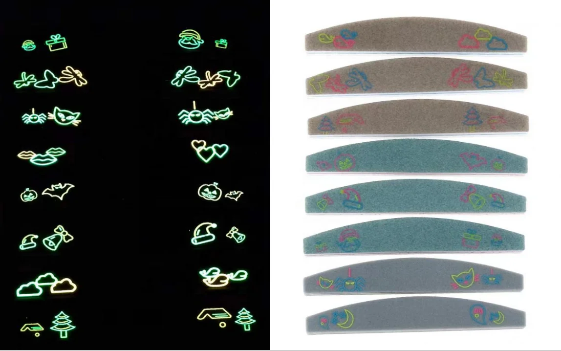 Оптовая продажа, двусторонняя светящаяся губка для маникюра и педикюра с логотипом