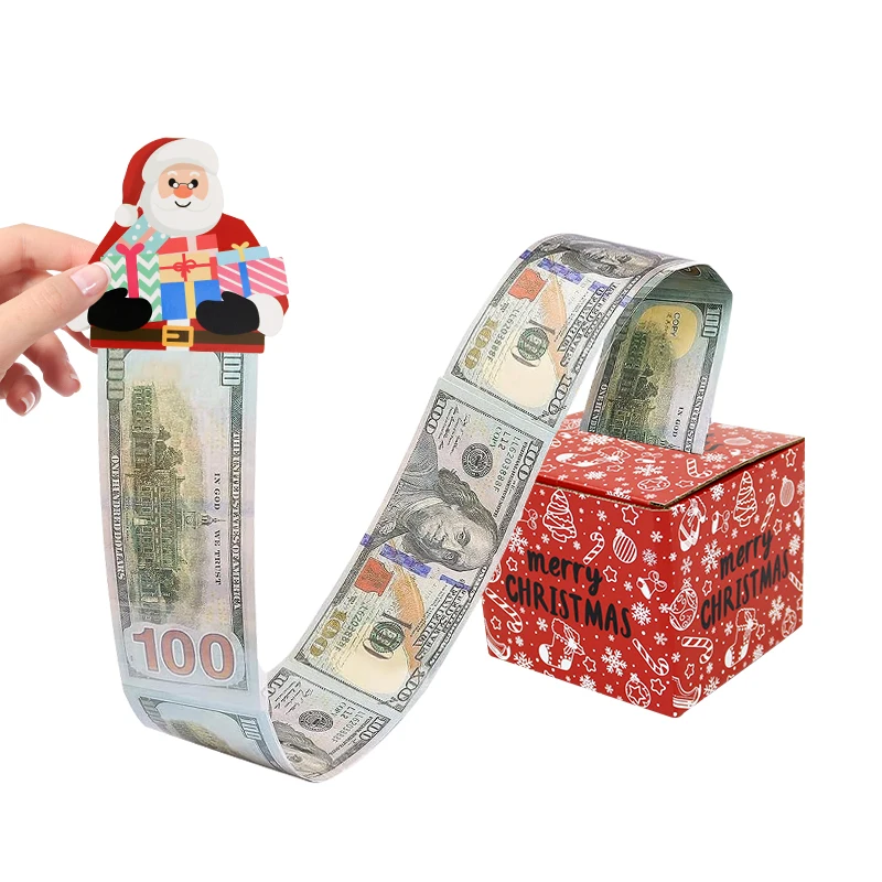Merry Christmas Funny Christmas Money Holder Best Friend Surprise Set with Pull Cash Gift Money Box Paper Boxes