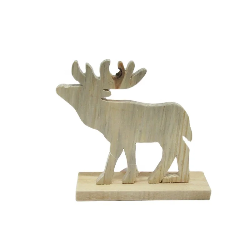 Экологически чистый, оптовая продажа, декоративные деревянные вырезы, олень для рождественского подарка