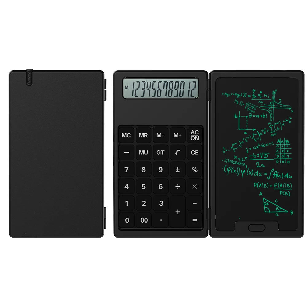 NEWYES Multifunction Cell Battery Small Electronic Calculator 12-Digit Portable Flip Calculator With LCD Writing Tablet